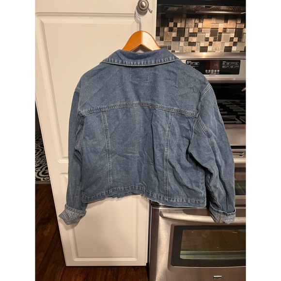 New Rebecca Minkoff Rhinestone Cuffs Jean Jacket - Picture 3 of 5